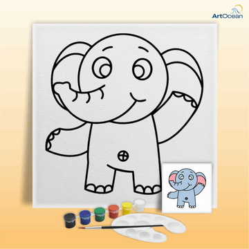 Cute Elephant pre-marked canvas color it kit