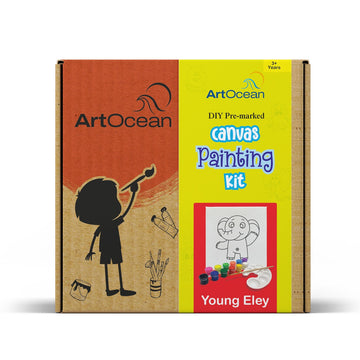 Cute Elephant pre-marked canvas color it kit