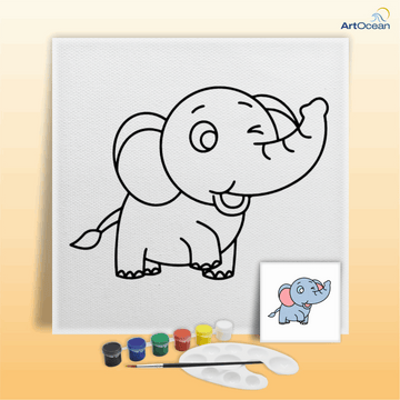 Cute Elephant pre-marked canvas color it kit