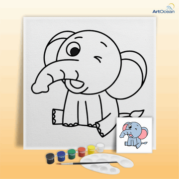 Cute Elephant pre-marked canvas color it kit