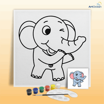 Cute Elephant pre-marked canvas color it kit