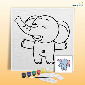 Cute Elephant pre-marked canvas color it kit
