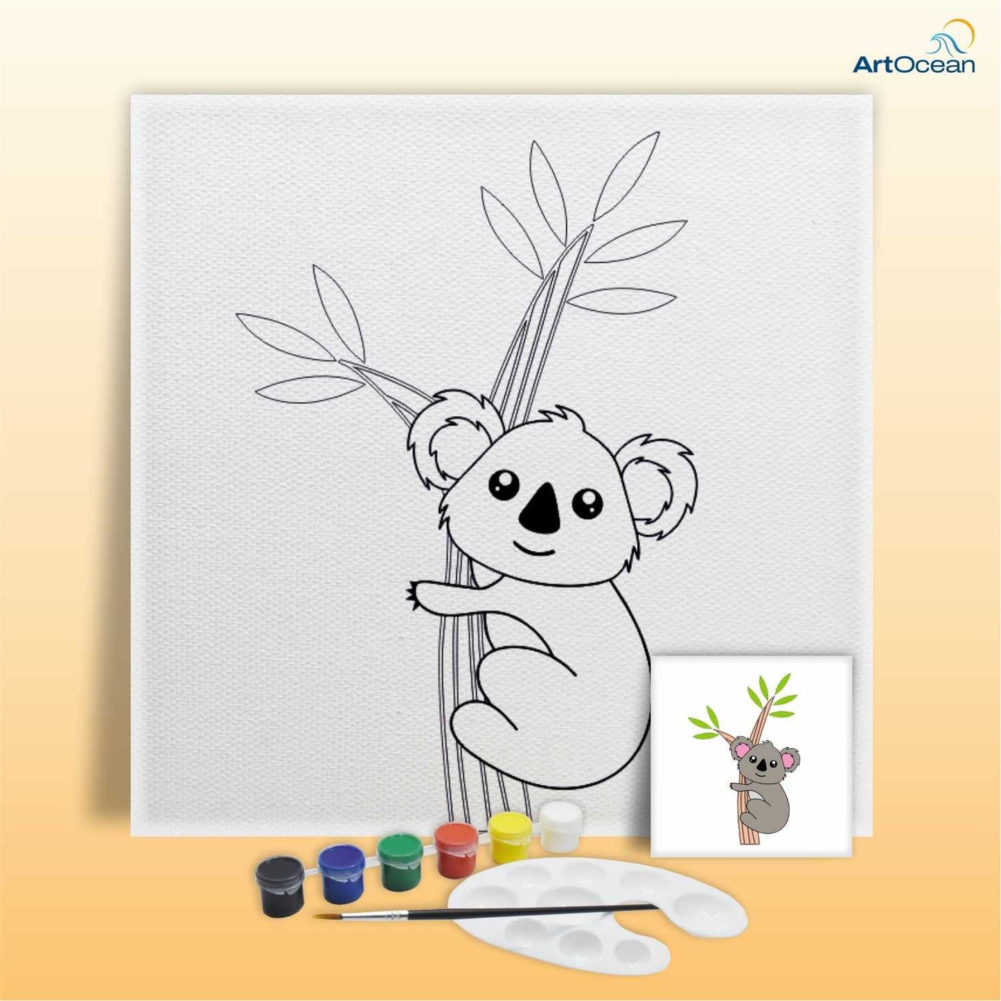 Cute Koala Bear pre-marked canvas color it kit