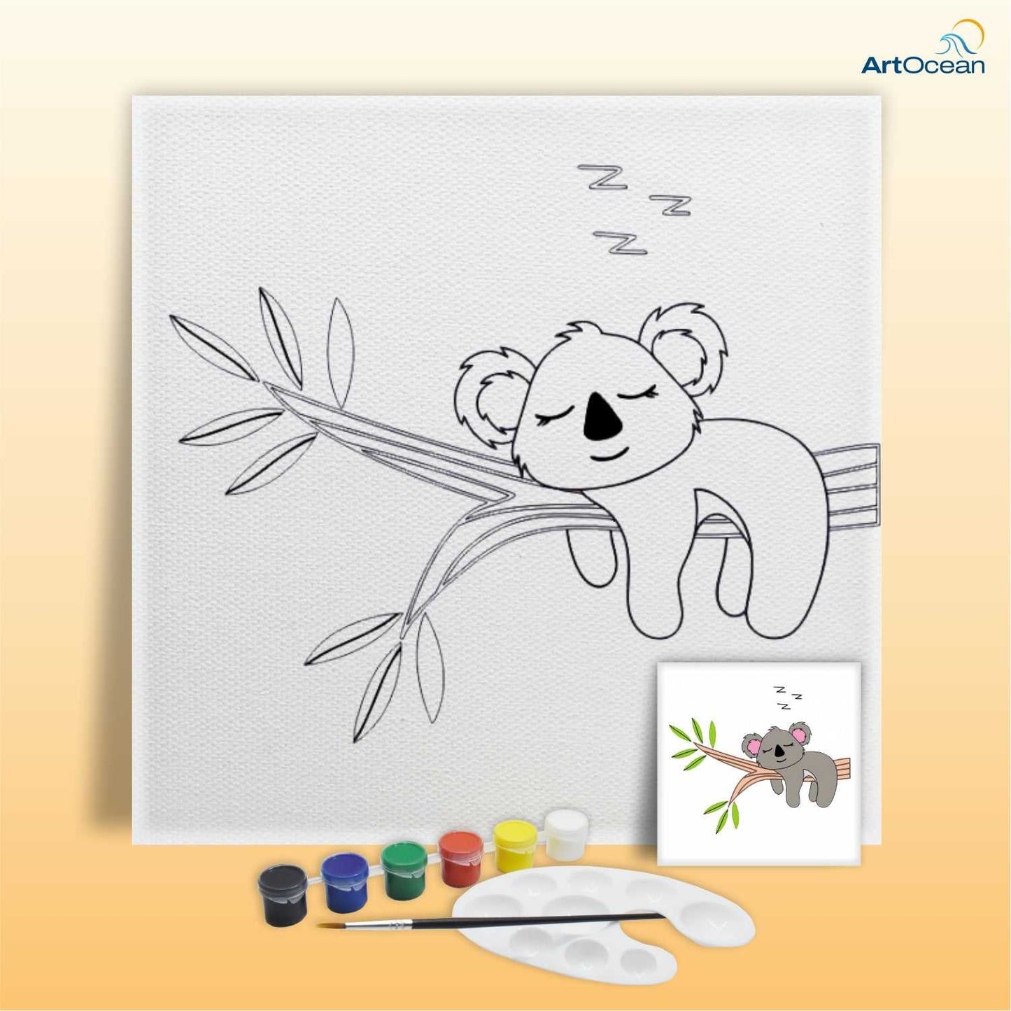 Cute Koala Bear pre-marked canvas color it kit