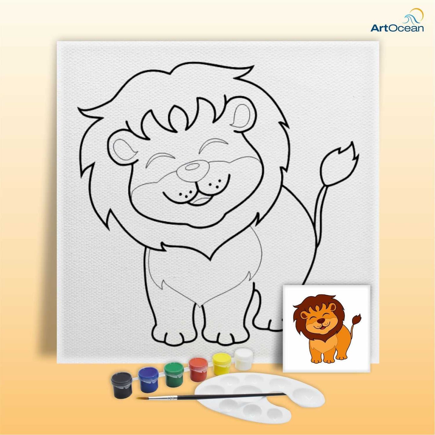 Cute lion pre-marked canvas color it kit