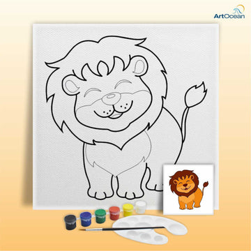 Cute lion pre-marked canvas color it kit