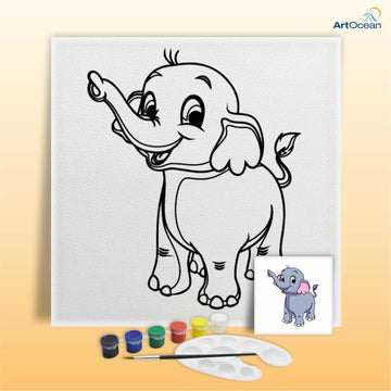 Cute Elephant pre-marked canvas color it kit