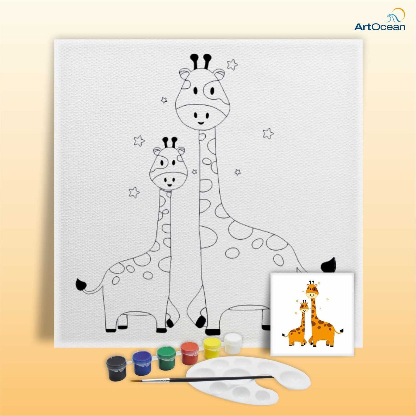 Cute Giraffe pre-marked canvas color it kit