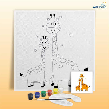 Cute Giraffe pre-marked canvas color it kit
