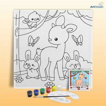 Cute Deer pre-marked canvas color it kit