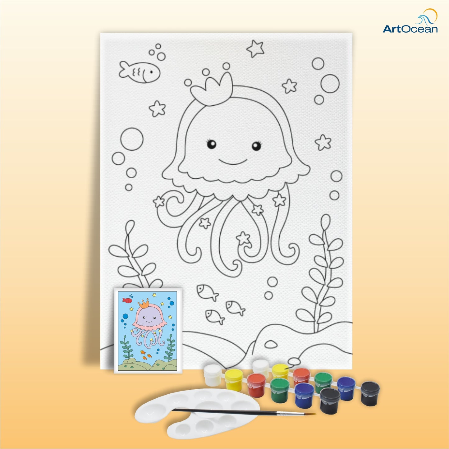Jelly Fish pre-marked canvas color it kit
