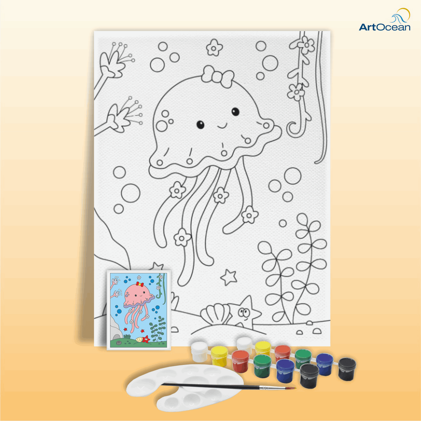Jelly Fish pre-marked canvas color it kit