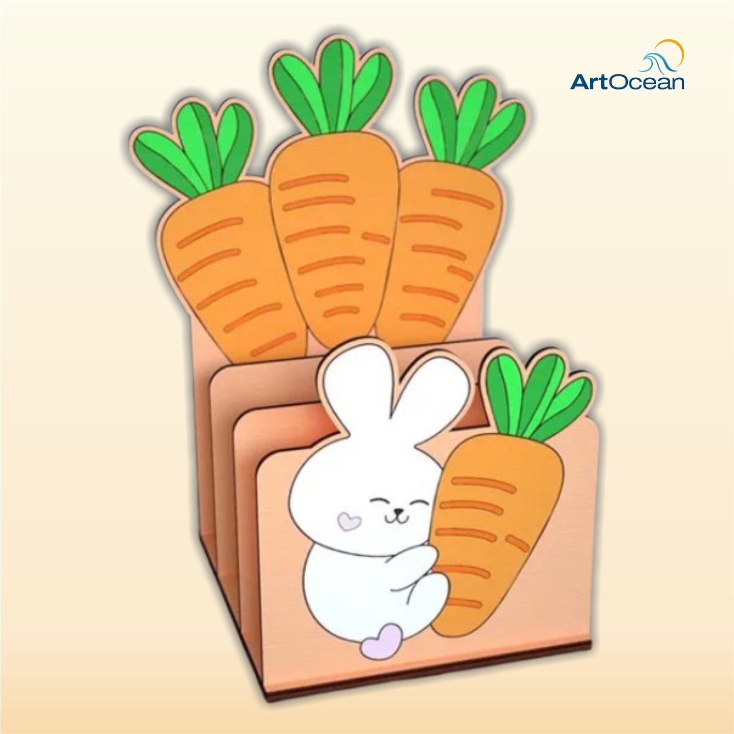 DIY Pre-Marked Cute Rabbit Desk Organizer Painting Kit 7+