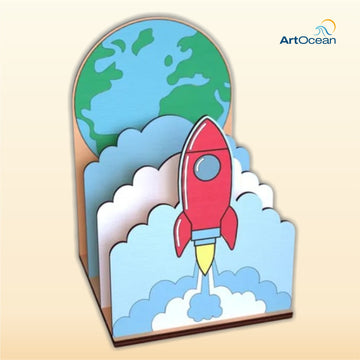 DIY Pre-Marked Rocket Desk Organizer Painting Kit 7+