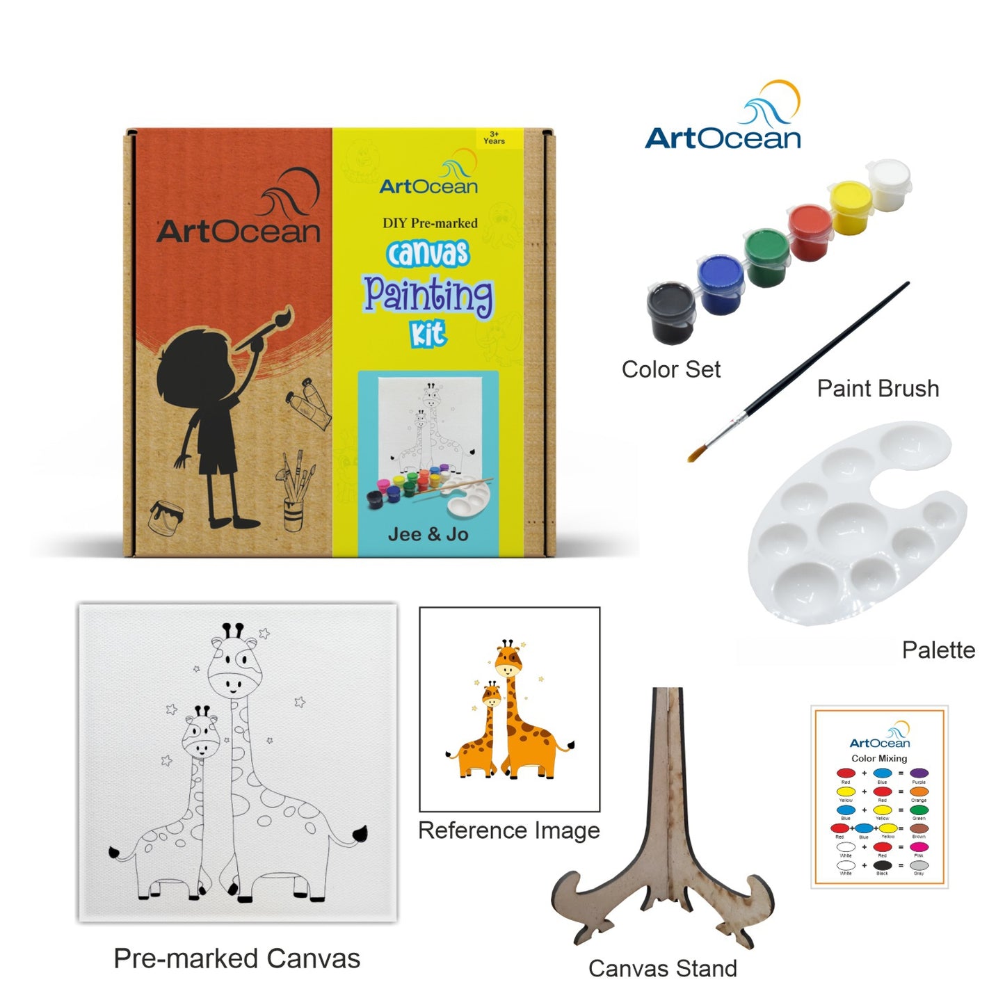 Cute Giraffe pre-marked canvas color it kit