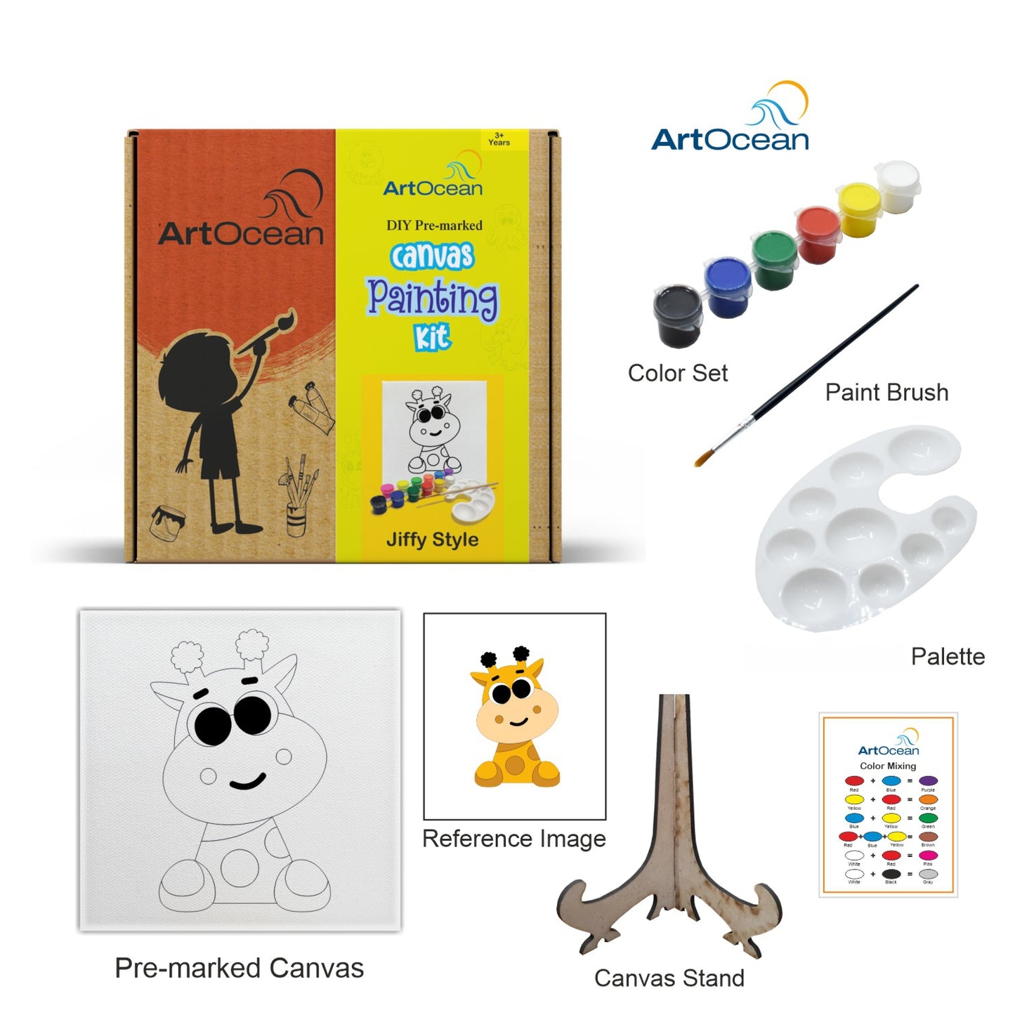 Cute Giraffe pre-marked canvas color it kit