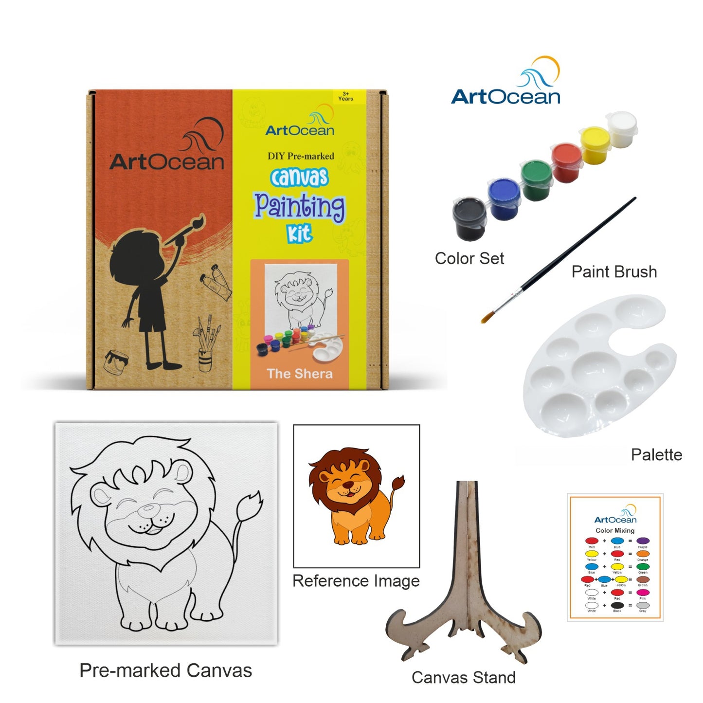 Cute lion pre-marked canvas color it kit