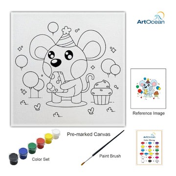 Cute Mouse pre-marked color it kit canvas