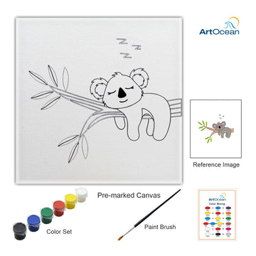Cute Koala Bear pre-marked color it kit canvas