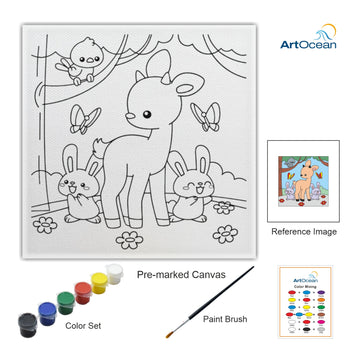 Cute Deer pre-marked color it kit canvas