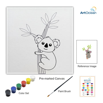 Cute Koala Bear pre-marked color it kit canvas