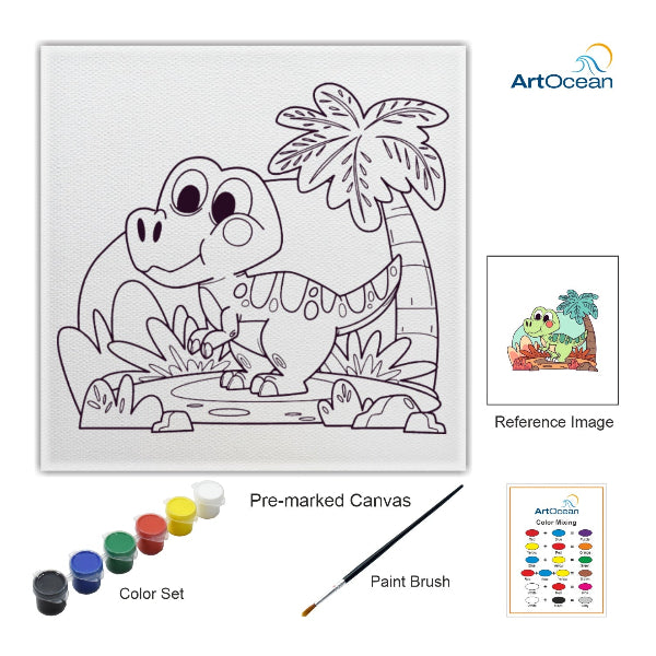 Cute Dinosaur pre-marked color it kit canvas