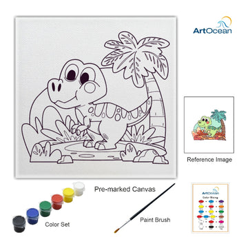 Cute Dinosaur pre-marked color it kit canvas
