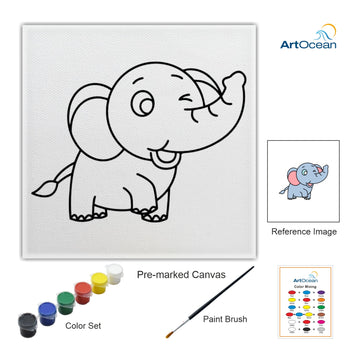 Cute Elephant pre-marked color it canvas