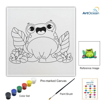 Cute Frog pre-marked color it kit canvas