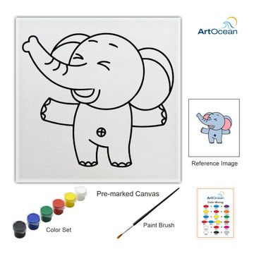 Cute Elephant pre-marked color it kit canvas