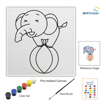 Cute Elephant pre-marked Color it canvas