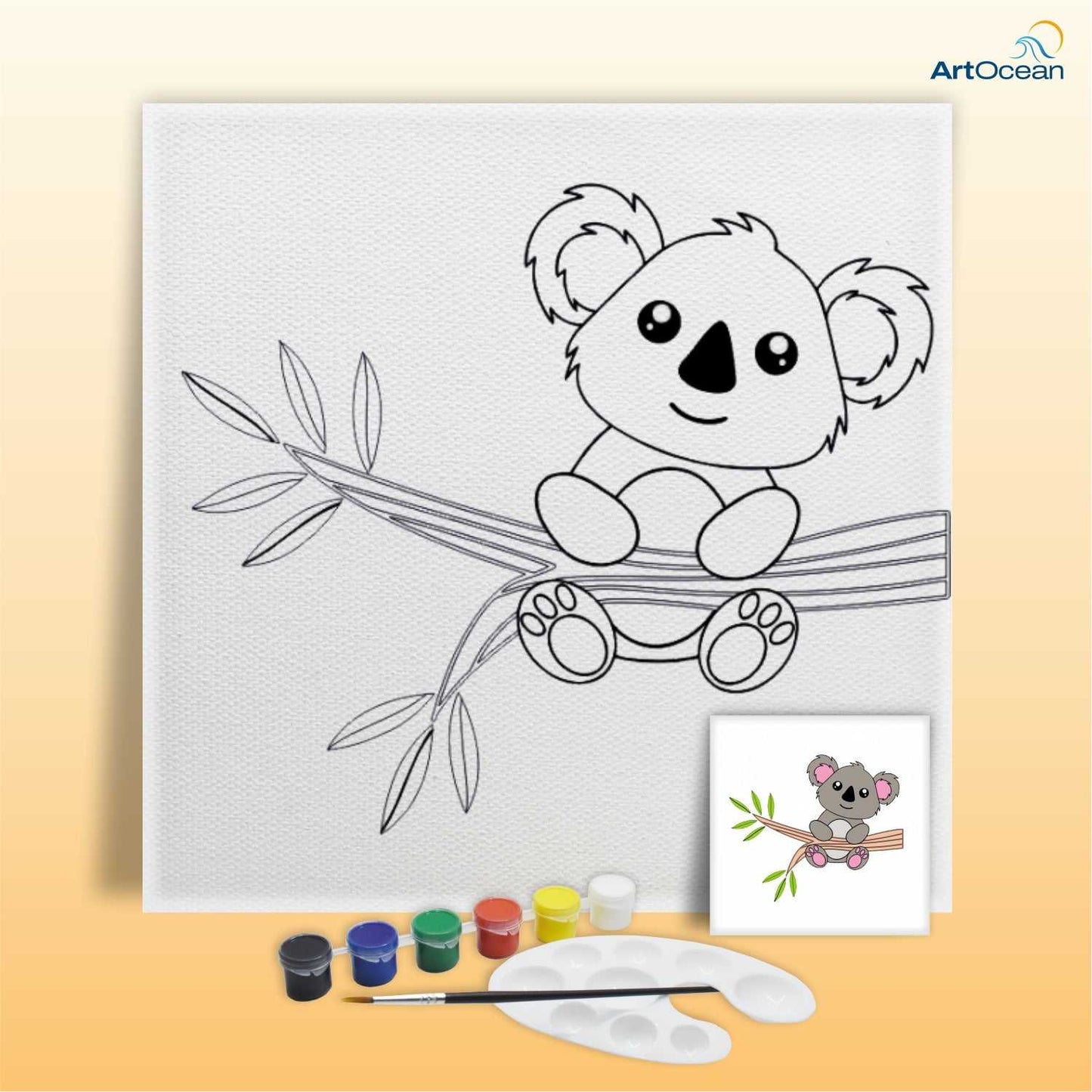 Cute Koala Bear pre-marked canvas color it kit