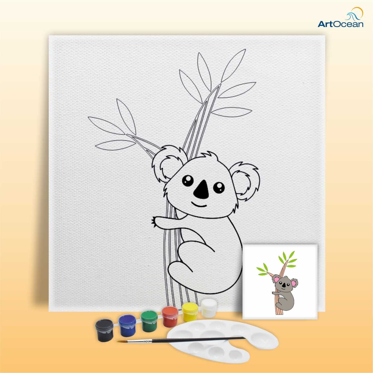 Cute Koala Bear pre-marked canvas color it kit