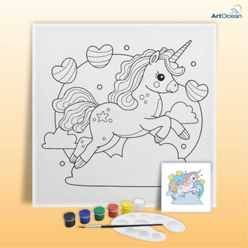 Cute unicorn pre-marked canvas color it kit