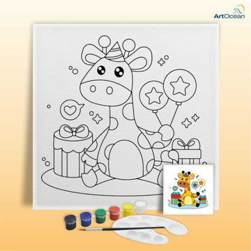Cute Giraffe pre-marked canvas color it kit
