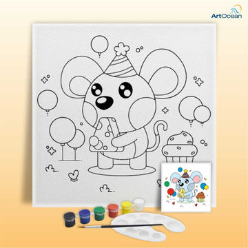 Cute Mouse pre-marked canvas color it kit