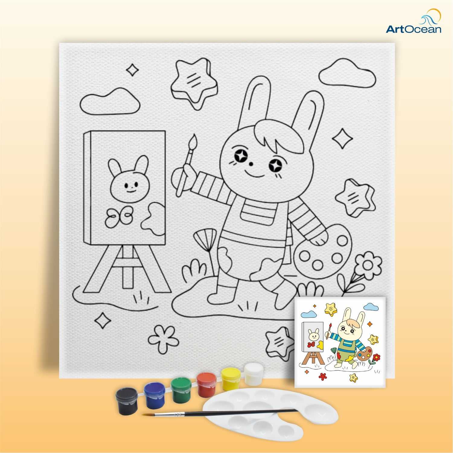 Painting Cat pre-marked canvas color it kit