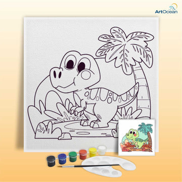 Cute Dinosaur pre-marked canvas color it kit