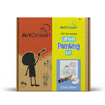 Cute Dinosaur pre-marked canvas color it kit