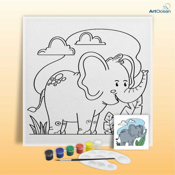 Cute Elephant pre-marked canvas color it kit