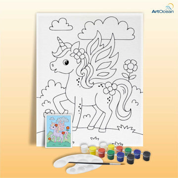 Cute Unicorn pre-marked canvas color it kit