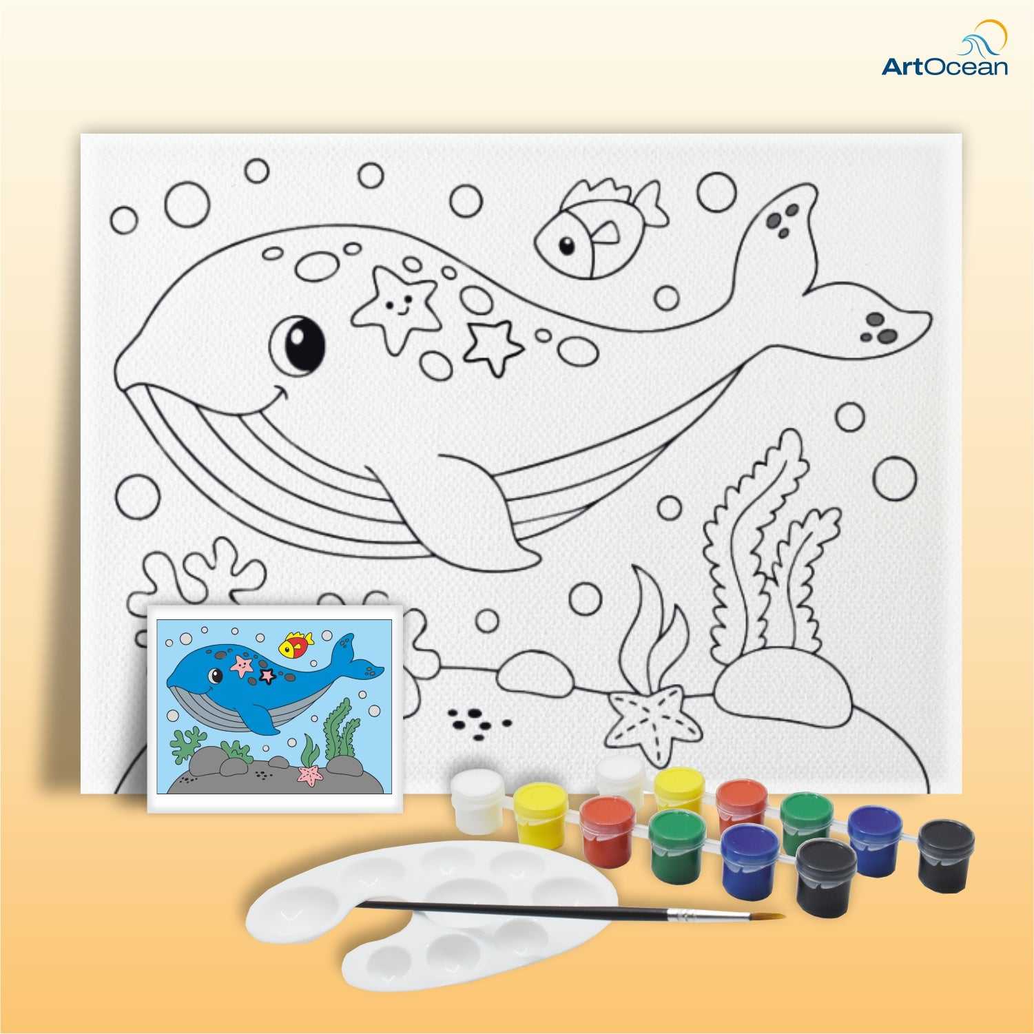 Whale pre-marked canvas color it kit