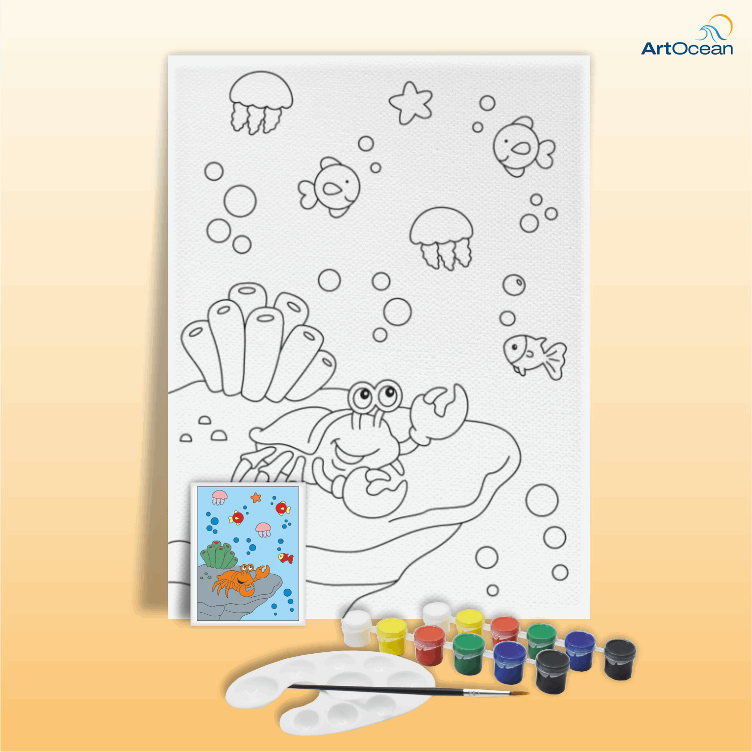 Cute Crab pre-marked canvas color it kit
