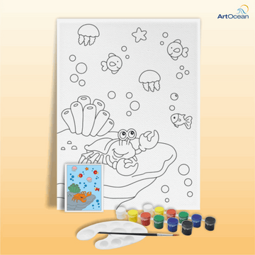 Cute Crab pre-marked canvas color it kit