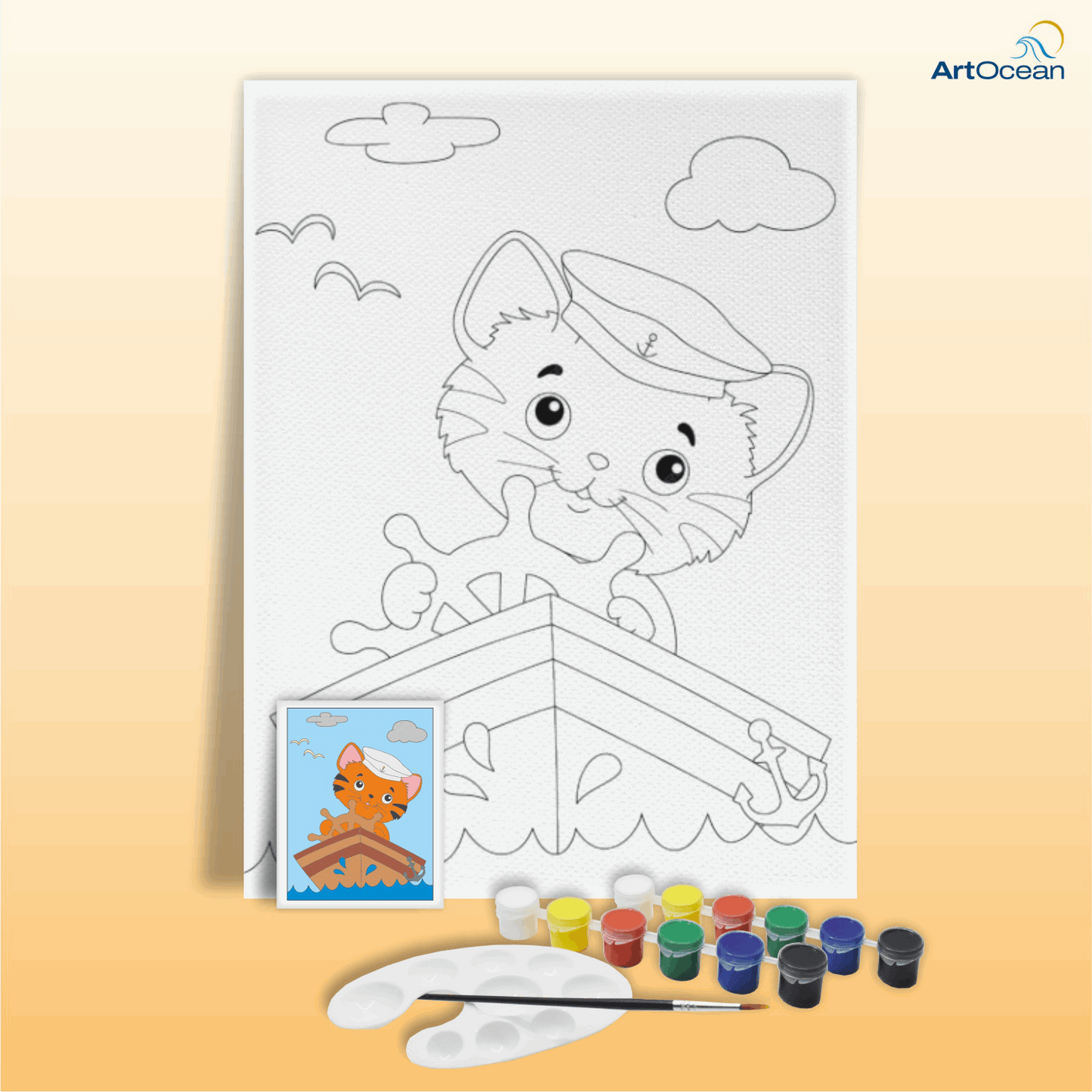 Cute Cat pre-marked canvas color it kit