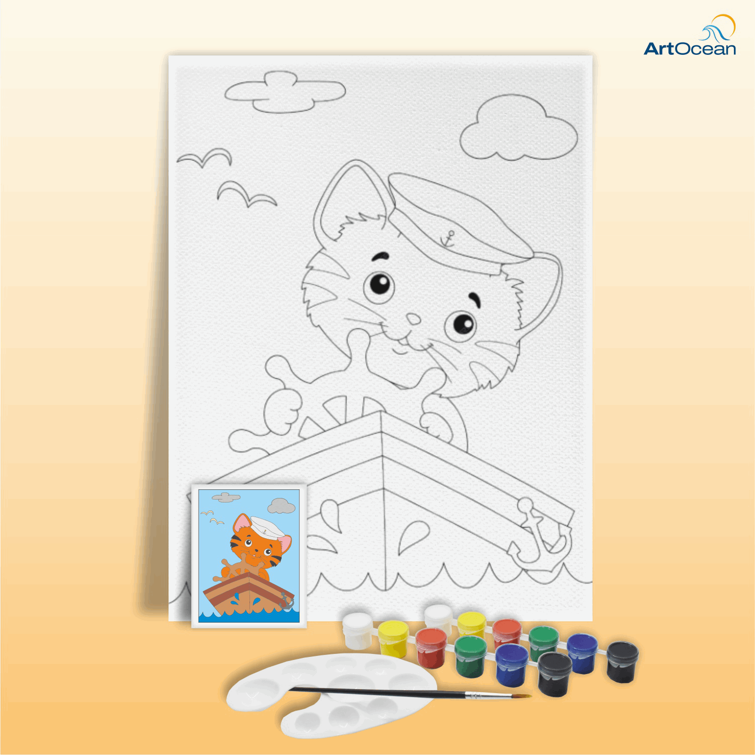 Cute Cat pre-marked canvas color it kit