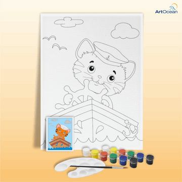Cute Cat pre-marked canvas color it kit