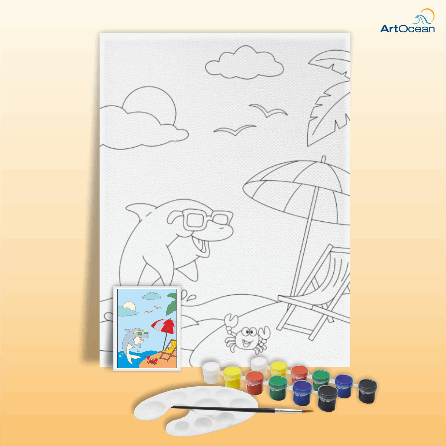 Dolphin pre-marked canvas color it kit
