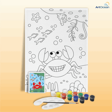 Cute Crab pre-marked canvas color it kit