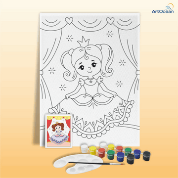 Cute Princess pre-marked canvas color it kit